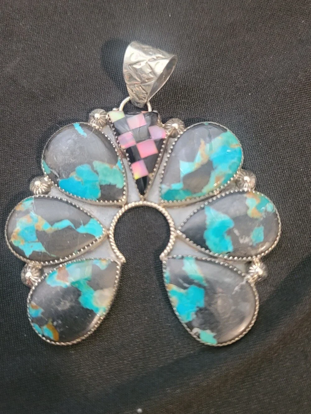 Naja Sonoran Gold Turquoise Sterling Silver Pendant - Picture 8 of 9